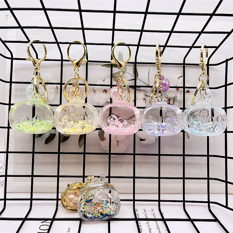 Comercio al por mayor acrílico transparente líquido arenas movedizas llavero creativo