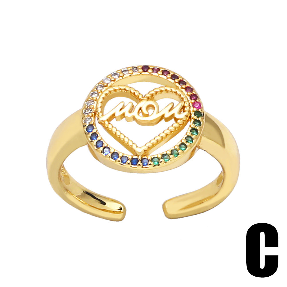 Wholesale Jewelry Gold Plated Mother's Day Copper Rings
