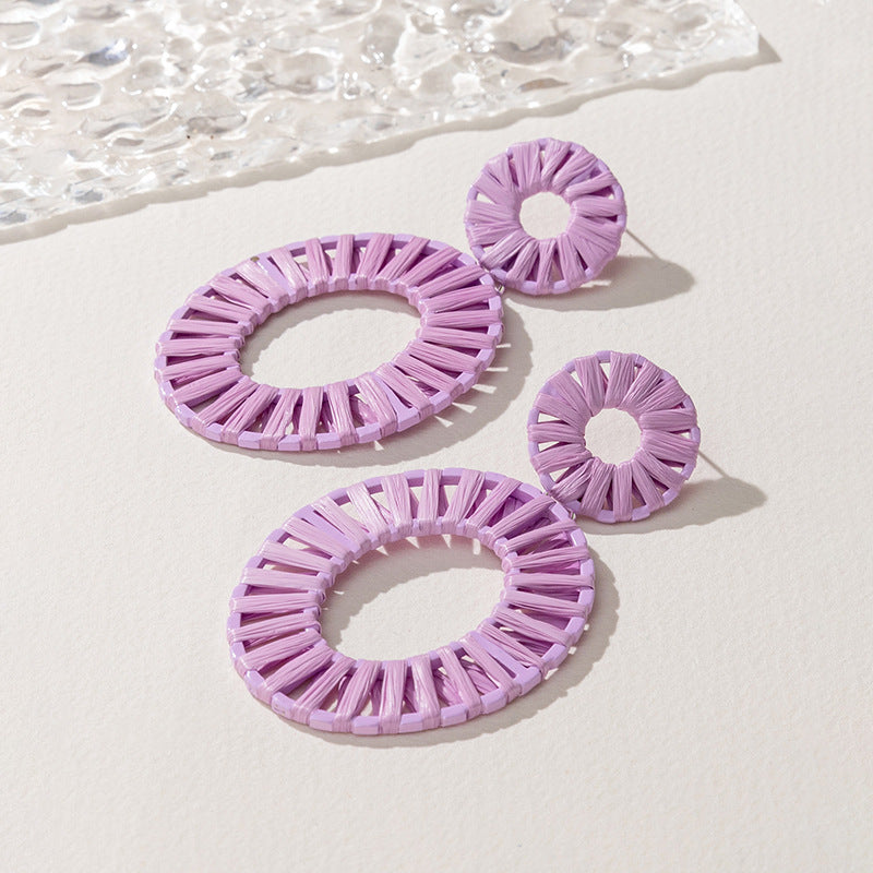 Wholesale Colorful Raffia Alloy Earrings