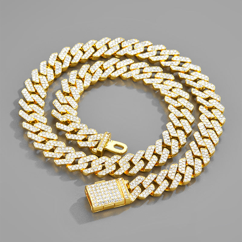 Wholesale Diamond Alloy Cuban Chain Necklace