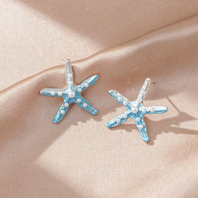 Wholesale Ocean Breeze Starfish Gradient Alloy Ear Studs