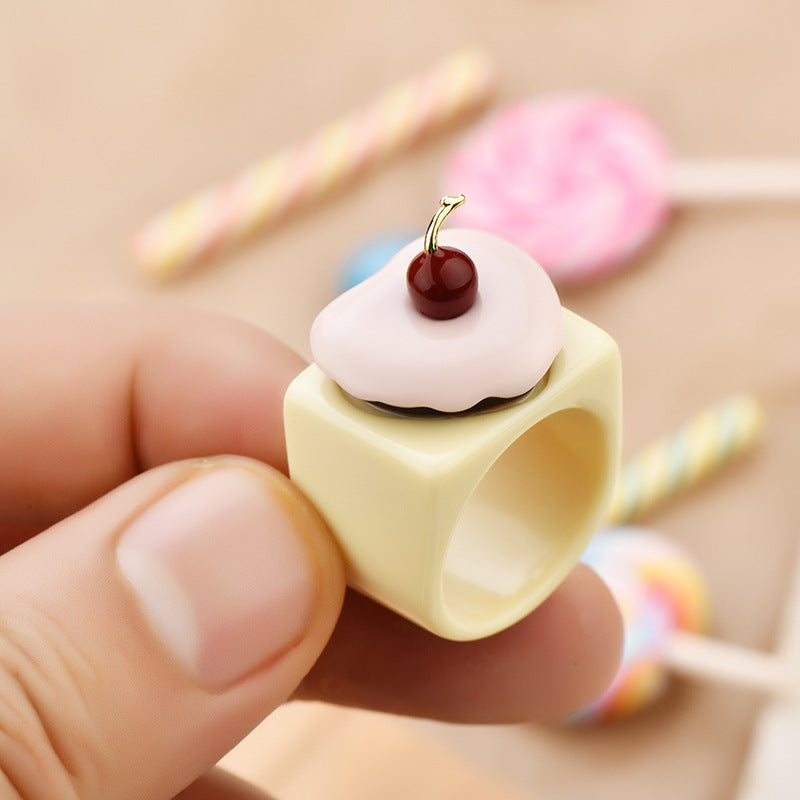Wholesale Acrylic Sense Cherry Cake Ring
