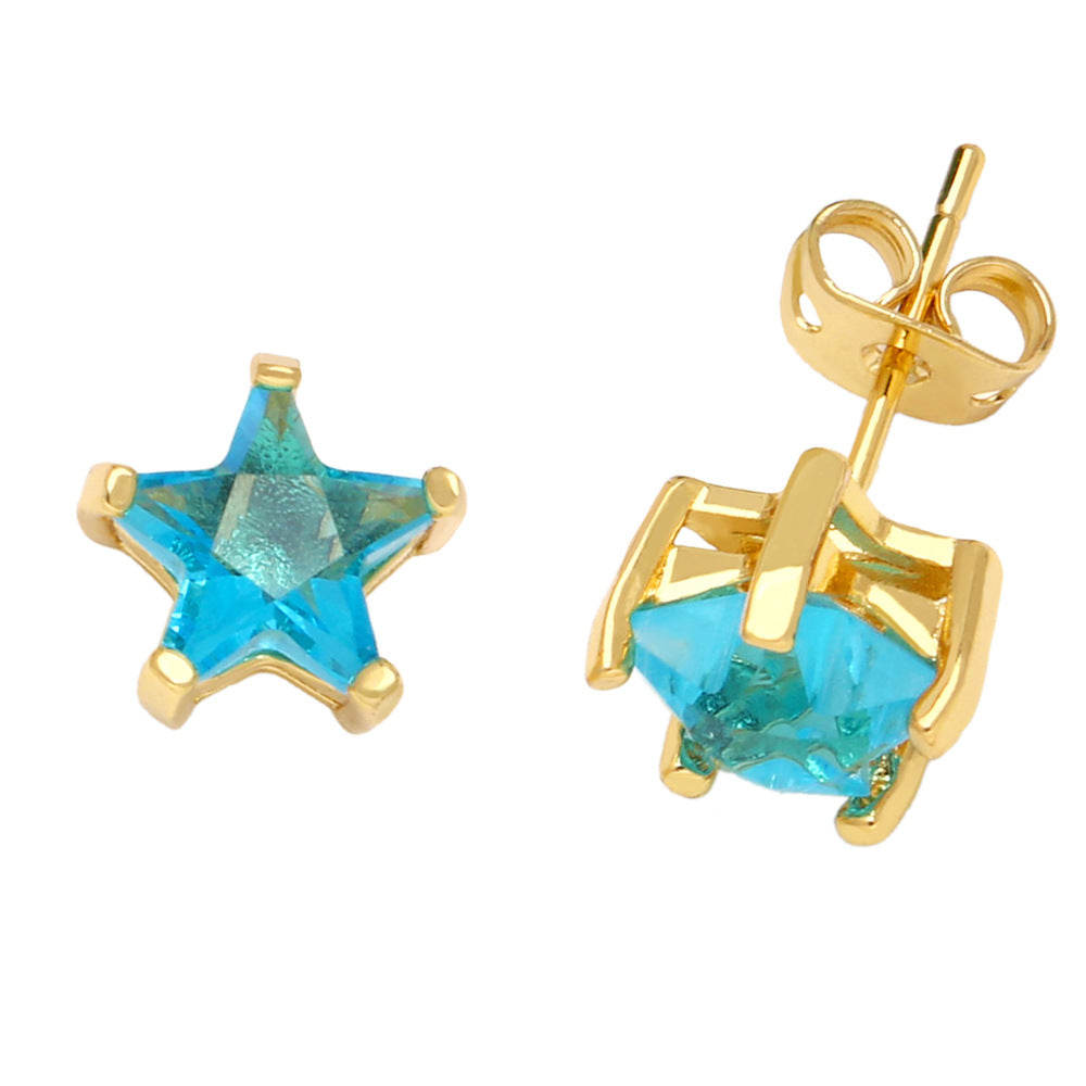 Wholesale Pentagram Copper Ear Studs