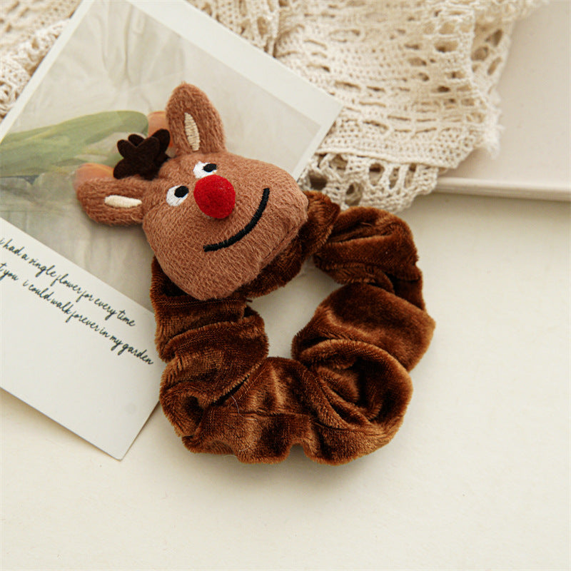 Wholesale Christmas Cartoon Head Plush Large Intestine Flannel Hair Tie