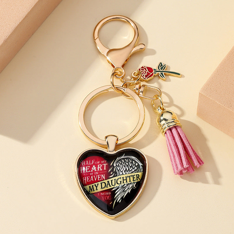 Llavero creativo con colgante de aleación de corazón para el día del padre y el día de la madre al por mayor