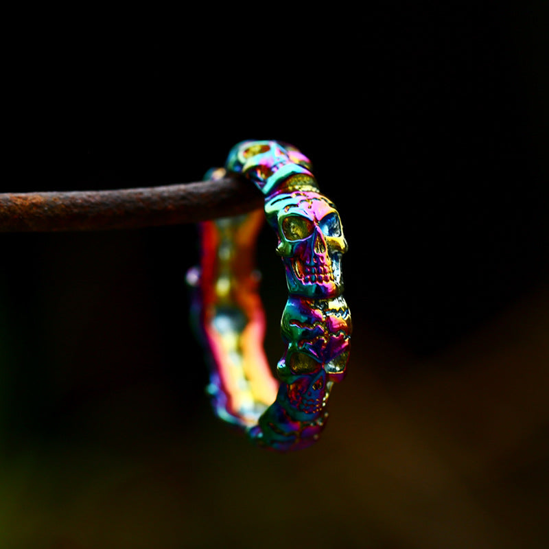 Wholesale Jewelry Stainless Steel Multicolored Skull Gothic Rings