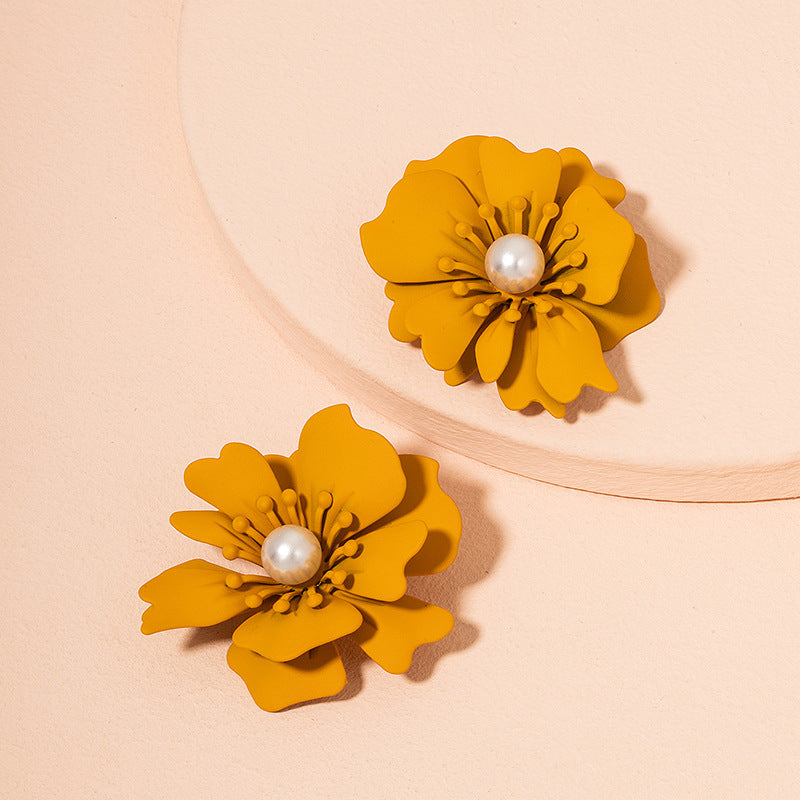 Wholesale Multicolor Flowers Alloy Ear Studs