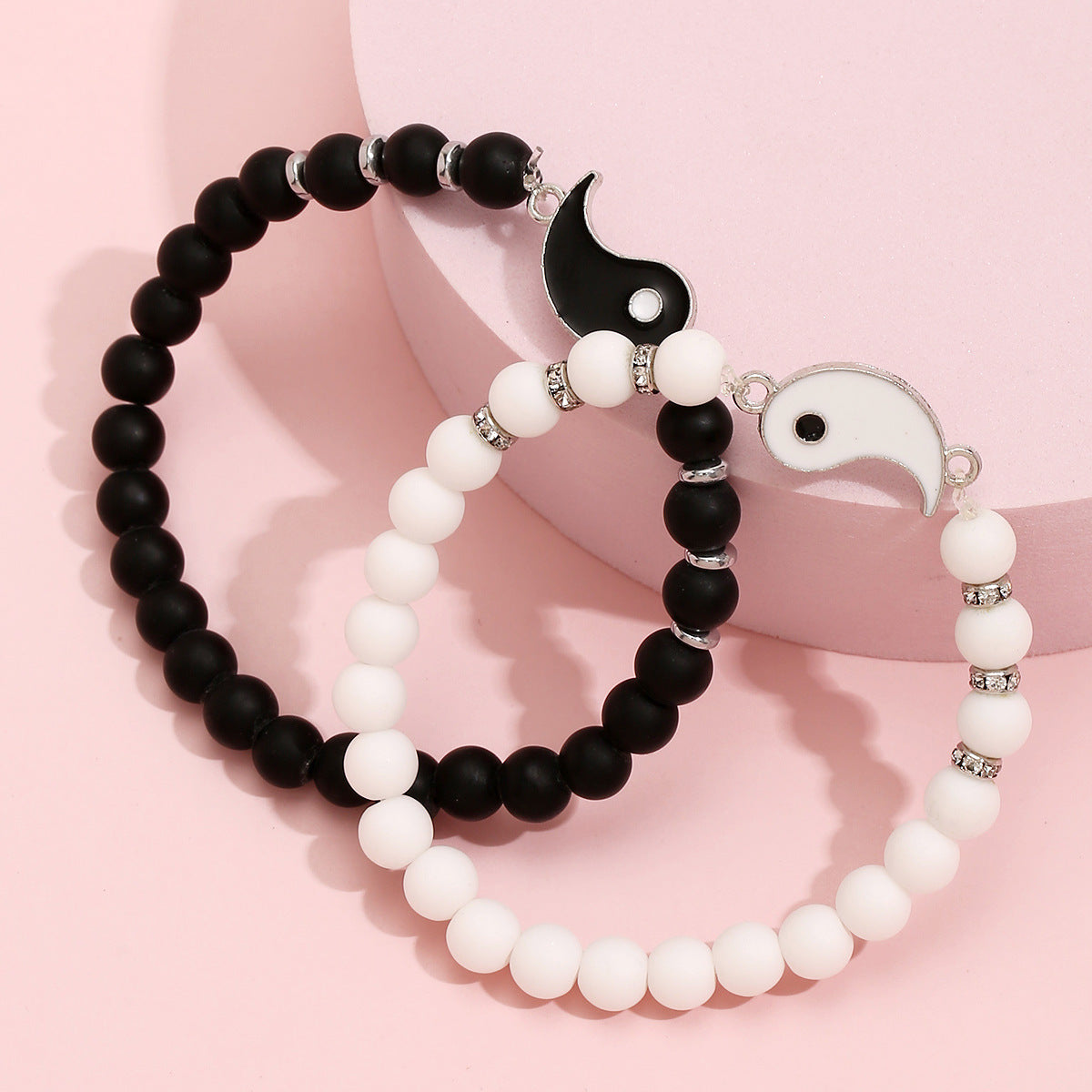 Wholesale Vintage Black & White Stone Alloy Bracelet