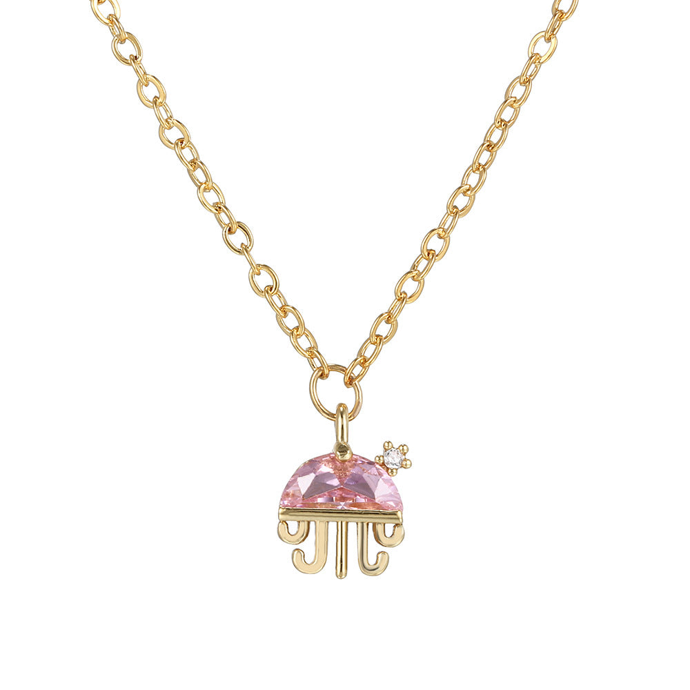 Wholesale Color Zircon Ocean Series Pendant Copper Necklace