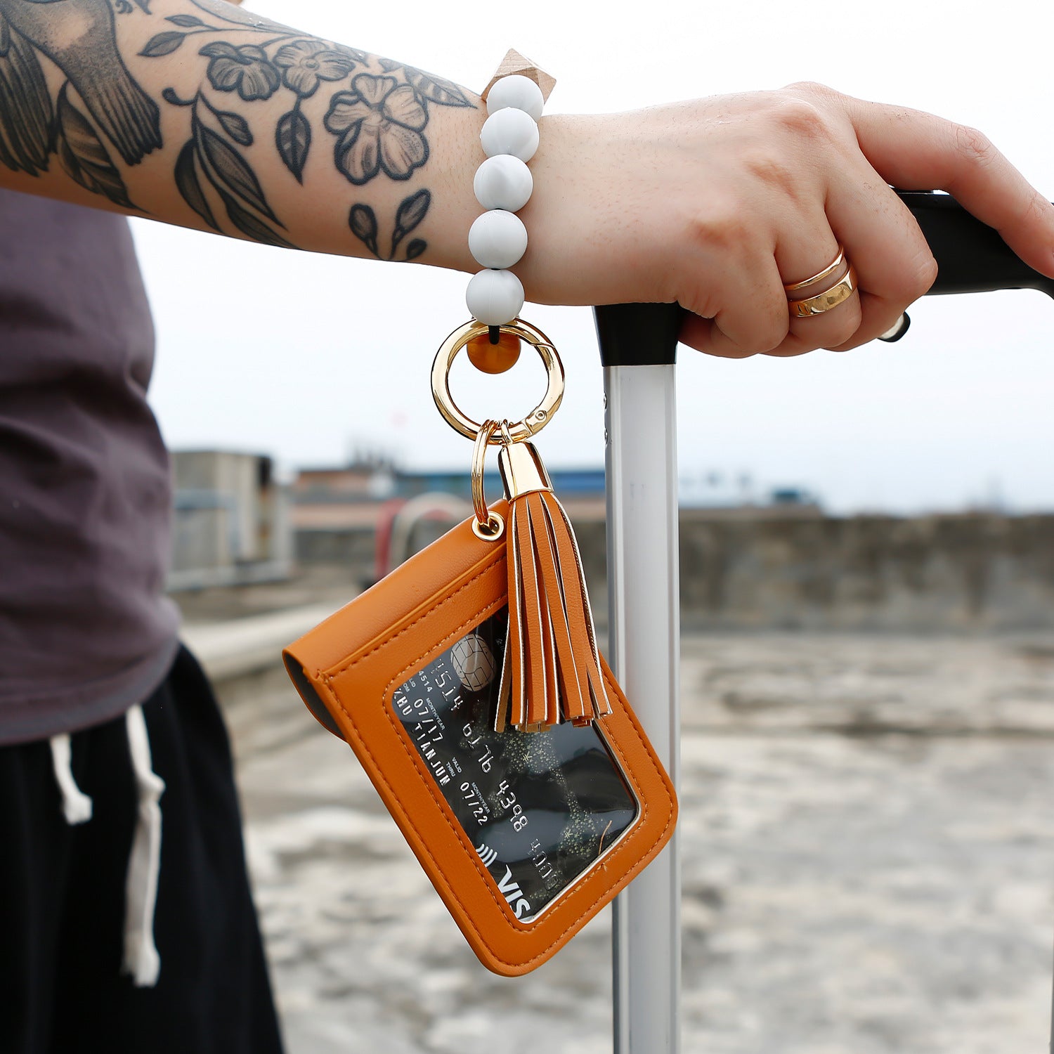 Wholesale Change Card Bag Personalized Bracelet PU Key Chain