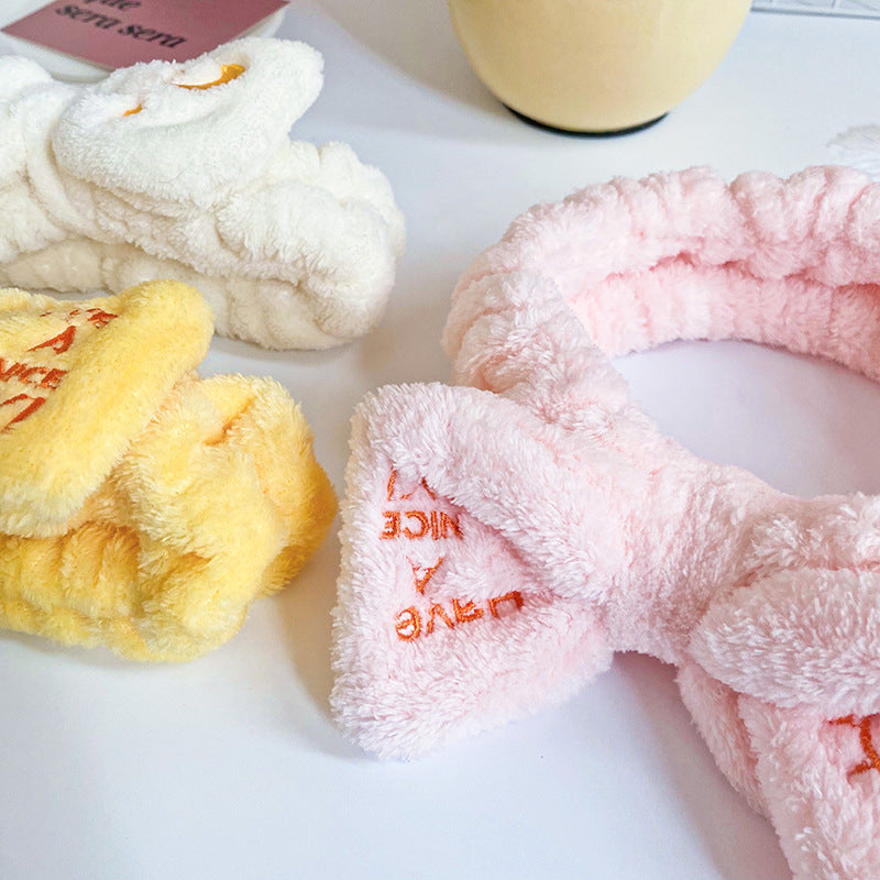 Wholesale Fabric Embroidery Bow Tie Hair Hoop