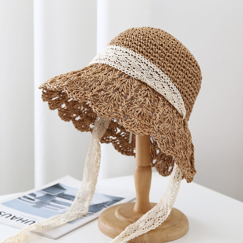 Wholesale Straw Ruffle Sunshade Bucket Hat