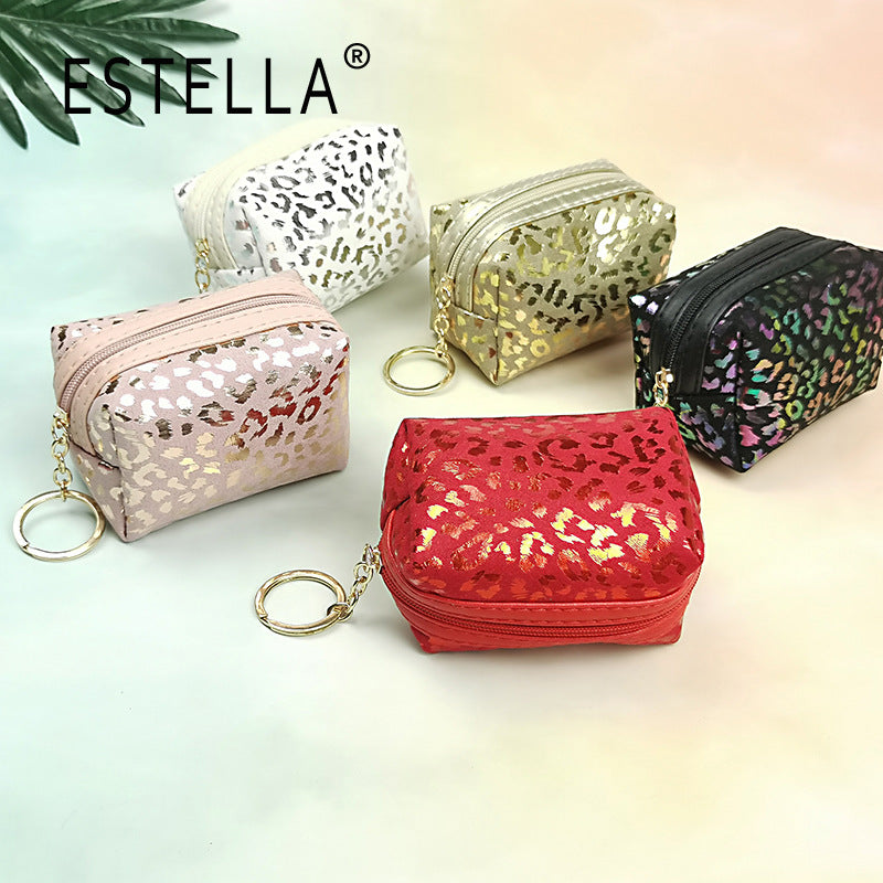 Wholesale Hot Stamping Leopard Print Coin Purse Mini Keychain Bag Wallet Keychain