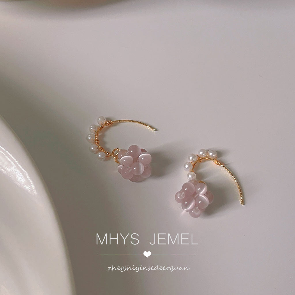 Wholesale 14K Plated Glass Opal Alloy Earrings