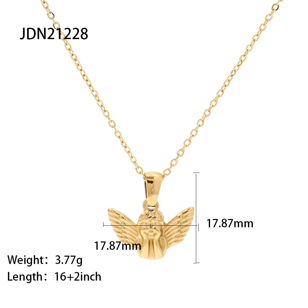 Wholesale Stainless Steel Gold Plated Angel Pendant Necklace