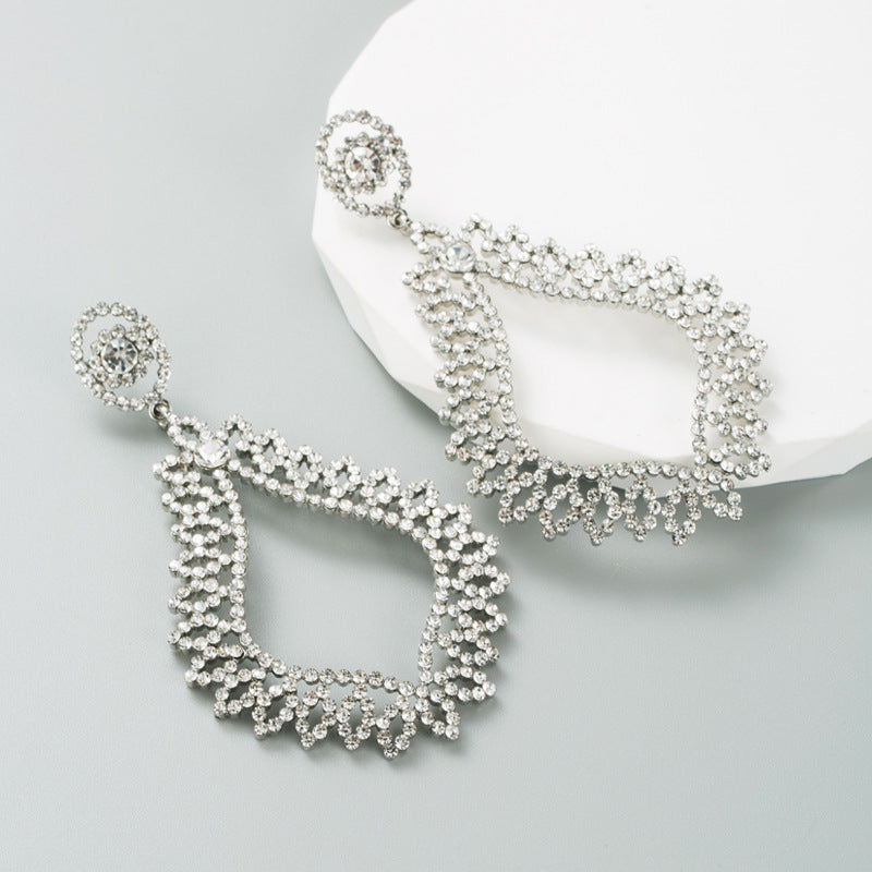 Wholesale Fancy Color Diamond Long Alloy Earrings