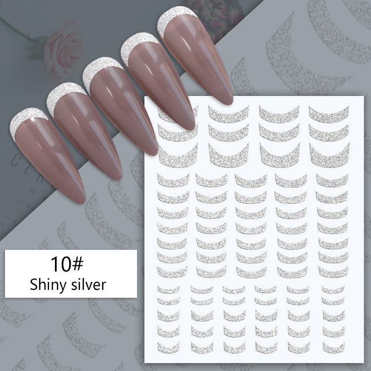 Venta al por mayor Glitter Silver Block Curve French Stripe Curve Mejora de uñas de resina