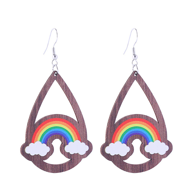 Pendientes de madera gay de arcoíris coloridos al por mayor