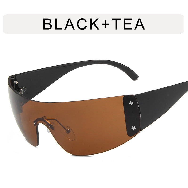 Wholesale Frameless One-Piece Sports Cut Edge PC Women's Sunglasses