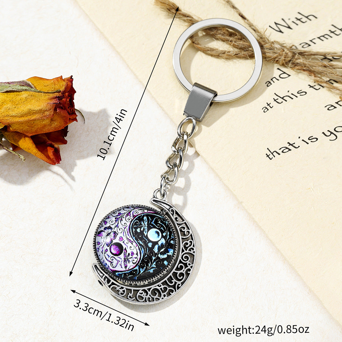 Mariposa al por mayor Yin Yin Yang Tai Chi Keychain de metal rotable