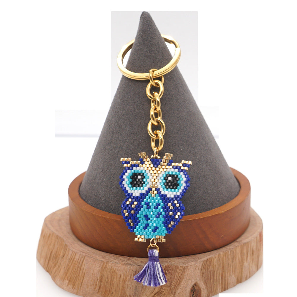 Wholesale Hand Woven Owl Resin Keychain