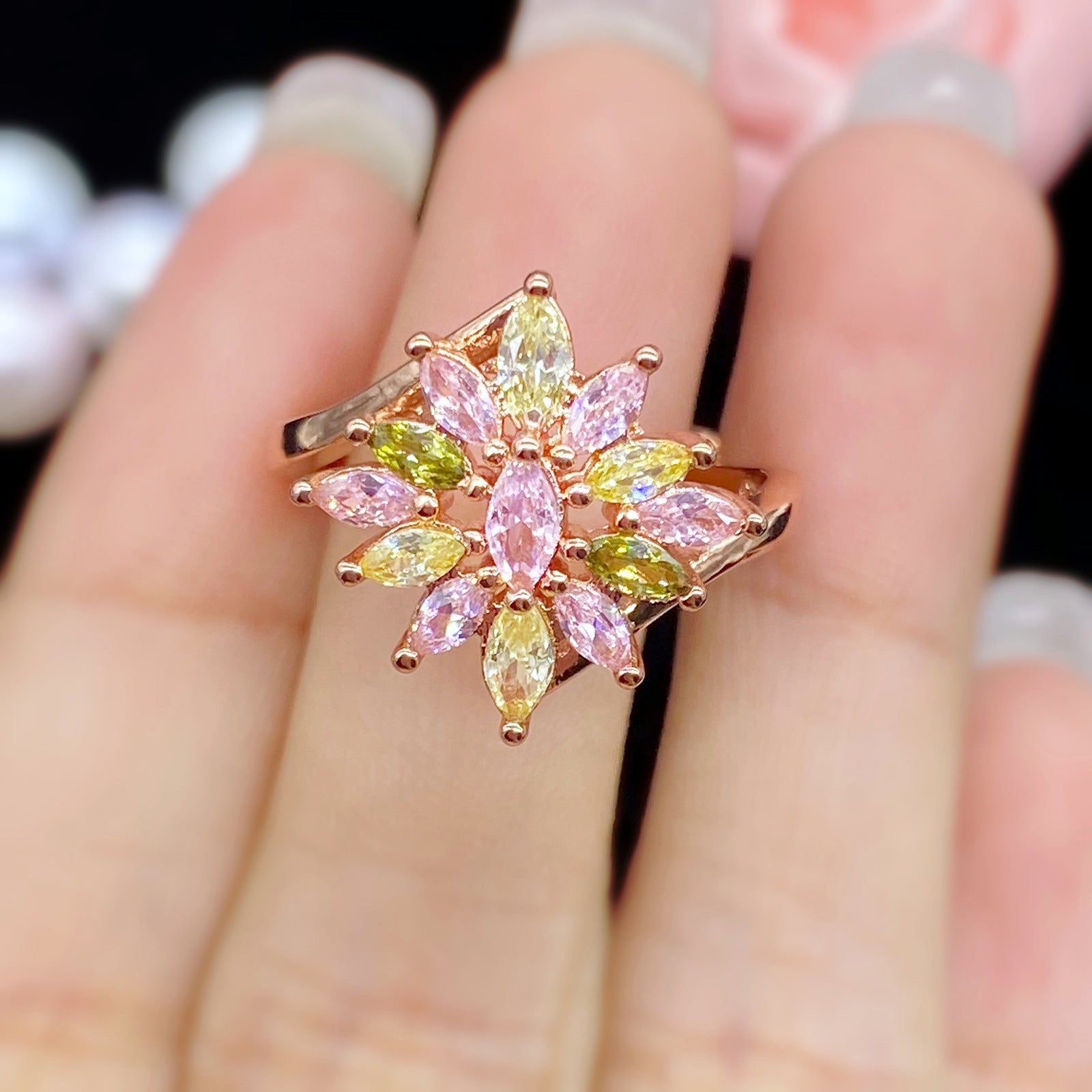 Anillos De Cobre Floral De Oro Rosa al por mayor