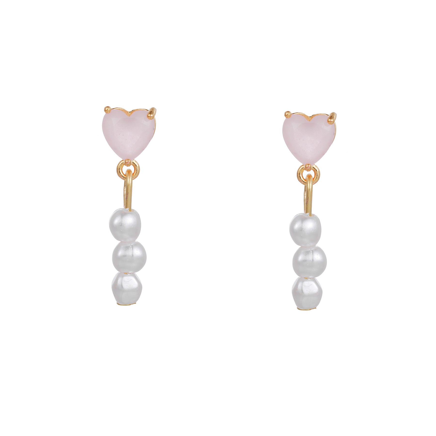 Wholesale Pink Zircon Heart 18k Earrings Copper