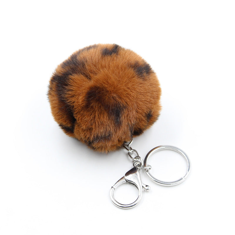Wholesale Polyester Leopard Fur Ball Keychain