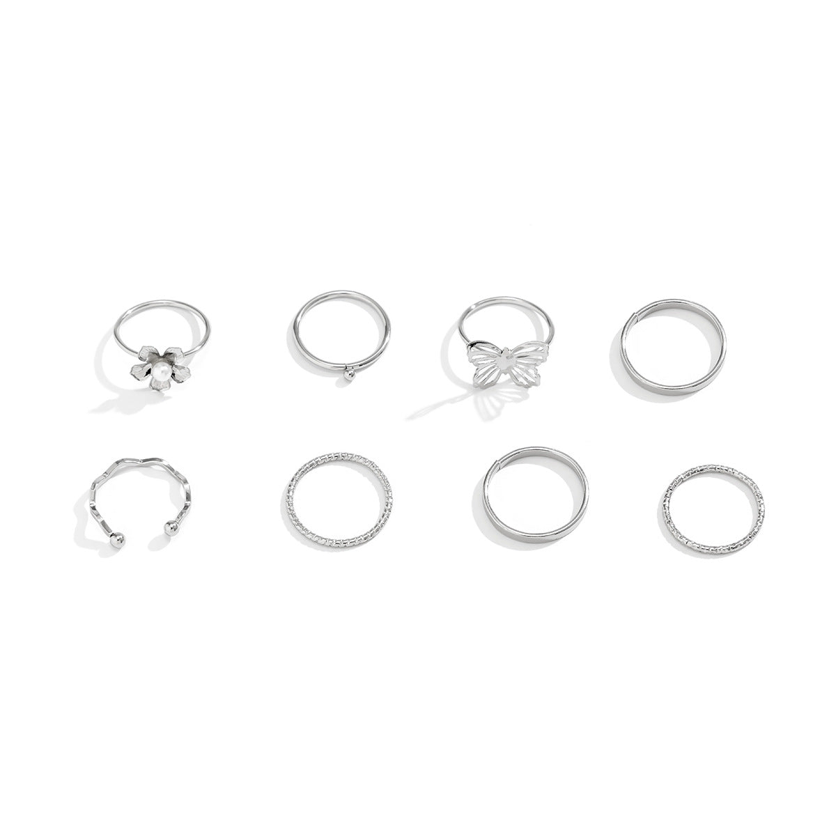 Wholesale Diamond Little Butterfly Star Moon Set Alloy Ring