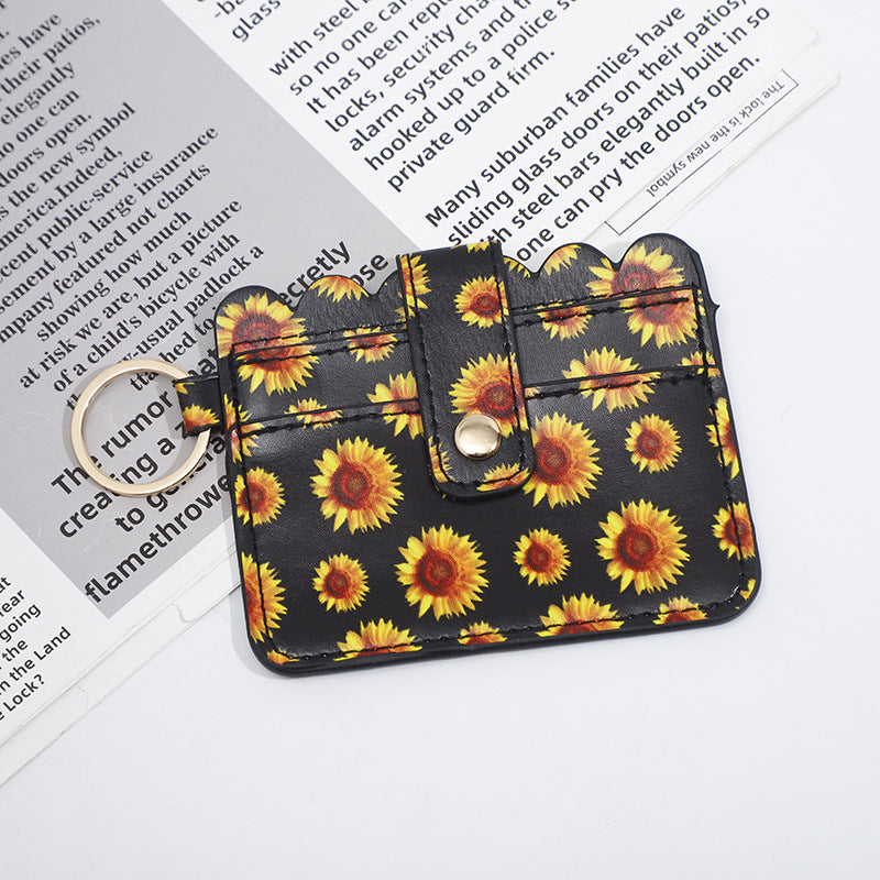 Llavero de tallador de cartas de girasol leopardo de cuero al por mayor