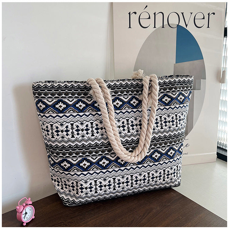 Venta al por mayor La bolsa de asas de lona rayada