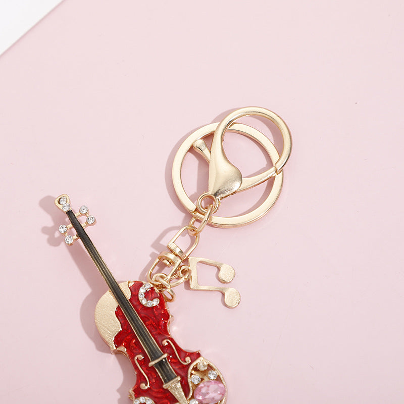 Wholesale Zinc Alloy Metal Diamond Keychain for Guitar