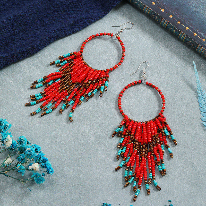 Wholesale Vintage Bohemian Long Bead Earrings
