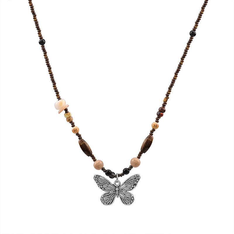 Wholesale Butterfly Natural Stone Necklace