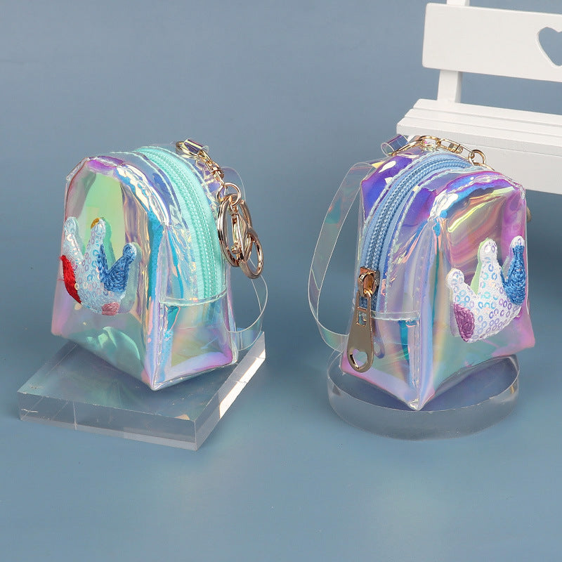 Purso de monedas de monedas de láser para niños transparentes de Crown Heart de Crown Heart