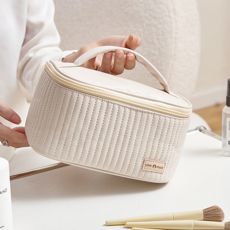 Wholesale PU Portable Storage Solid Color Portable Wash and Makeup Bags