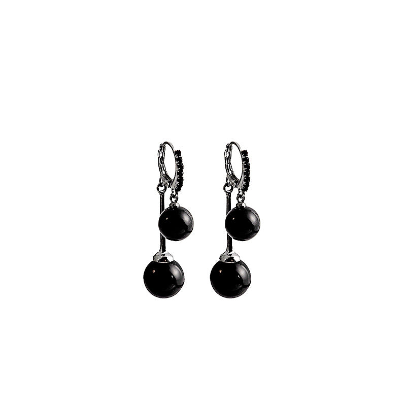 Wholesale Vintage Black Pearl Alloy Earrings