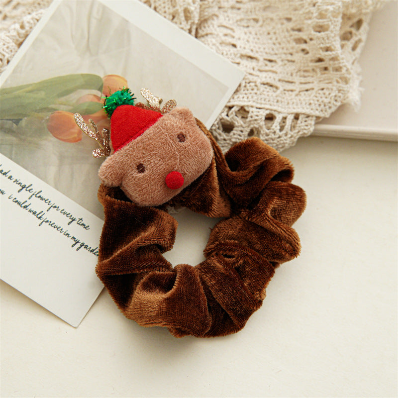 Wholesale Christmas Cartoon Head Plush Large Intestine Flannel Hair Tie