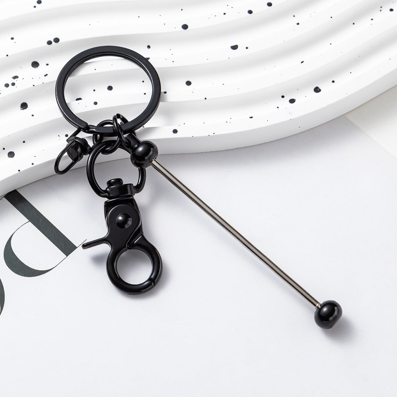 Wholesale Beadable Bar Keychains Handmade Metal Solid Color Keychain