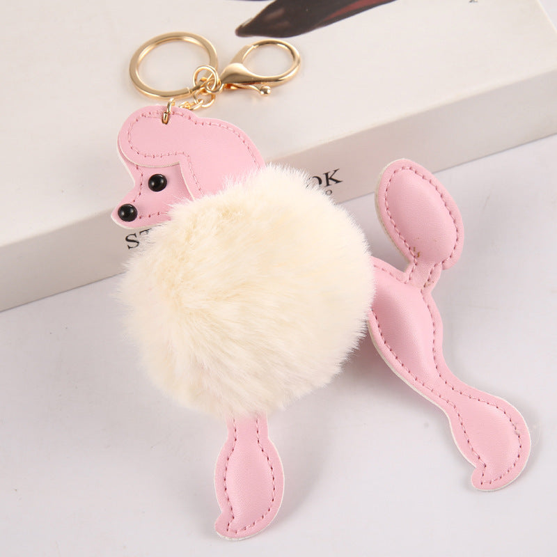 Bola de pelaje de Poodle de Poodle al por mayor Rabbit Keychains falsos