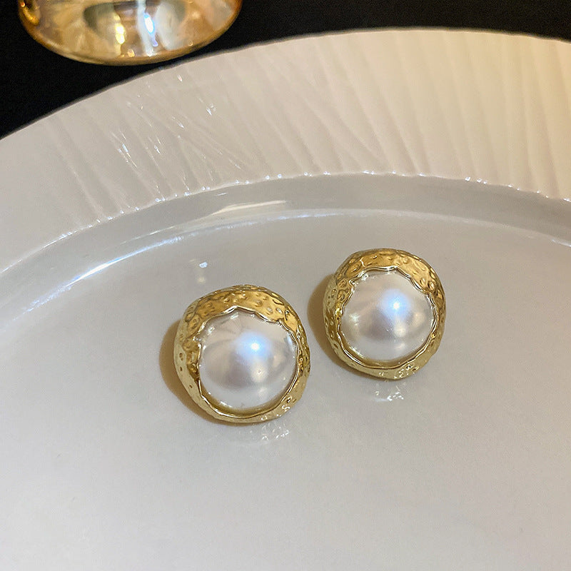 Wholesale Real Gold Plated Silver Needle Vintage Earrings Imitation Pearl