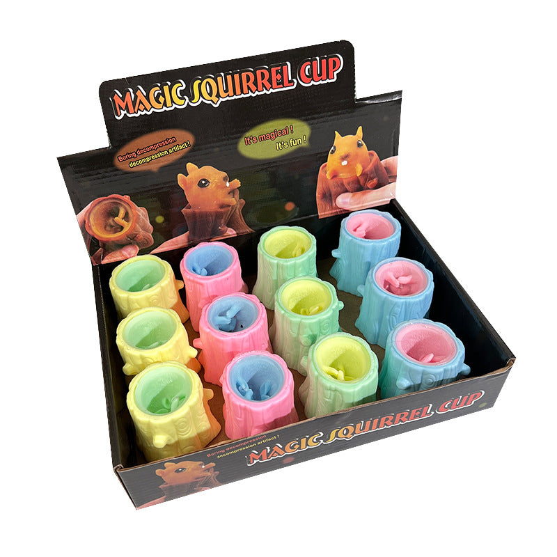 Wholesale 12pcs/box Halloween Decompression Squirrel Squeeze Cup Decompression Vinyl Toy