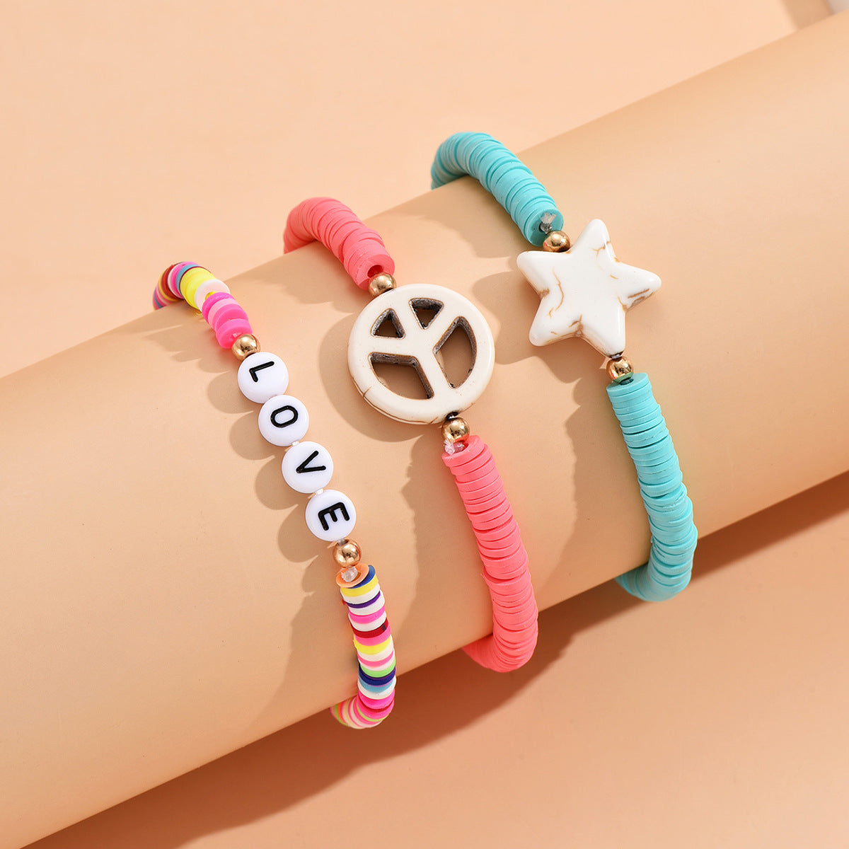 Wholesale Star Multicolored Smoldering Bracele Set of Three