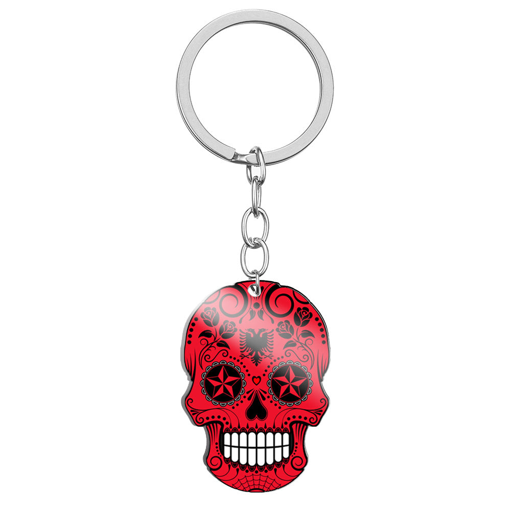 Wholesale Flag Skull Stainless Steel Keychain