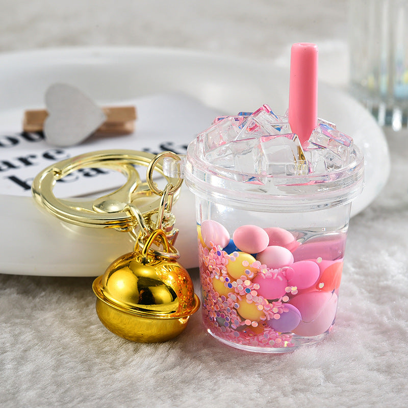 Llavero creativo al por mayor de la botella de la arena movediza de la taza del iceberg de acrílico