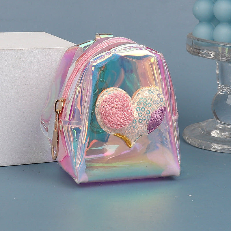 Purso de monedas de monedas de láser para niños transparentes de Crown Heart de Crown Heart