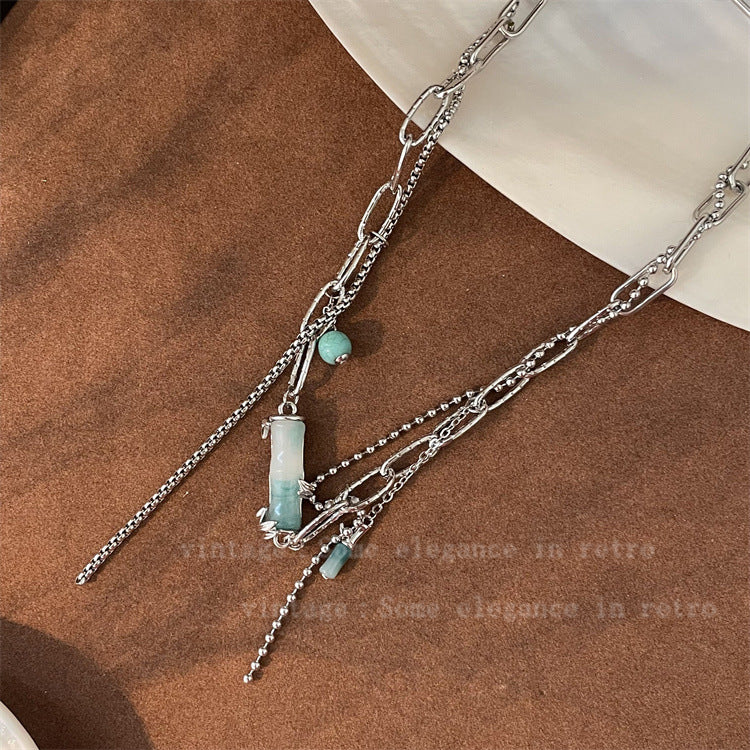 Wholesale Slub Tassels Jade Alloy Necklaces