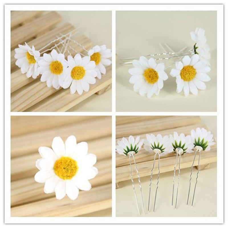 Wholesale Silk Cloth Imitation Sunflower Pin U-shaped Hair Fork
