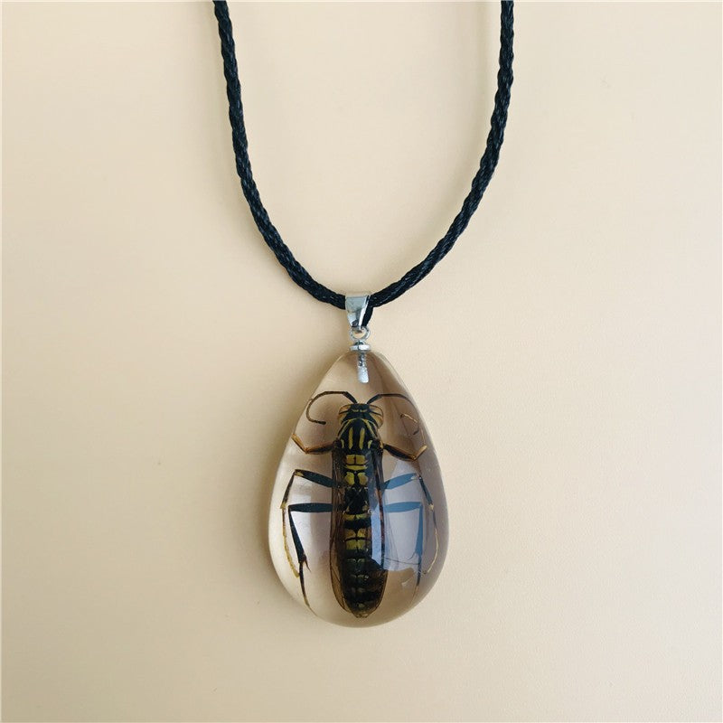 Wholesale 6pcs/pack Transparent Insect Resin Necklace