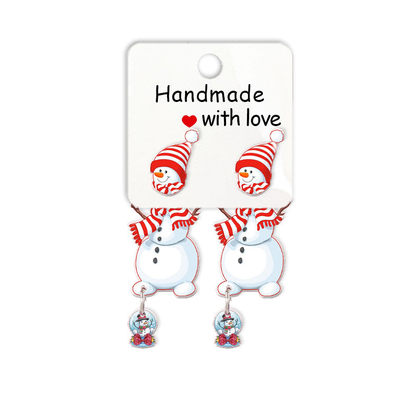 Wholesale Cartoon Christmas Snowman Resin Earrings